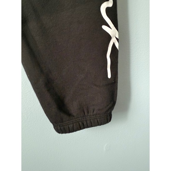 Women's Victoria's Secret PINK Cropped Ankle Length Black Sweatpant Logo Size Lg - Picture 5 of 9